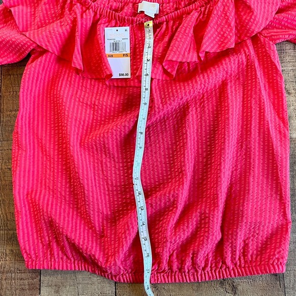 Michael Kors Seersucker Sangria Off the Shoulder Blouse Small NEW - Picture 11 of 11